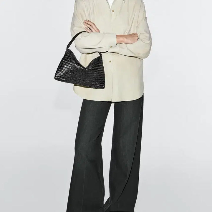 [SOLD OUT] 마시모두띠 브레이디드 스몰 레더 숄더백 블랙