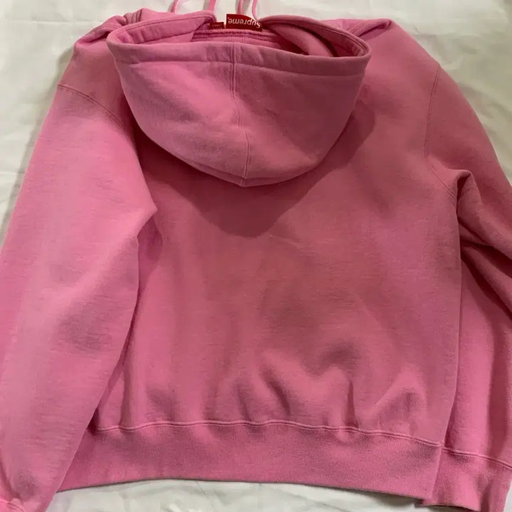 [BUNJANG] Supreme Pink Small Logo Fleece Hoodie / Supreme 슈프림 핑크 스몰로고 기모 후드집업