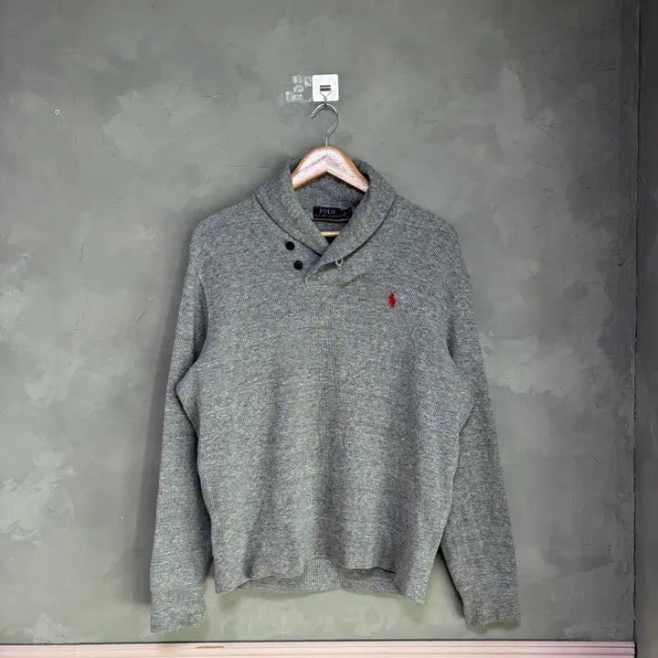 [BUNJANG] Polo Ralph Lauren Shawl Collar Knit Sweater Gray / 폴로 랄프로렌 숄카라 니트 그레이