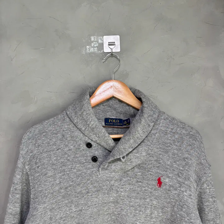 [BUNJANG] Polo Ralph Lauren Shawl Collar Knit Sweater Gray / 폴로 랄프로렌 숄카라 니트 그레이