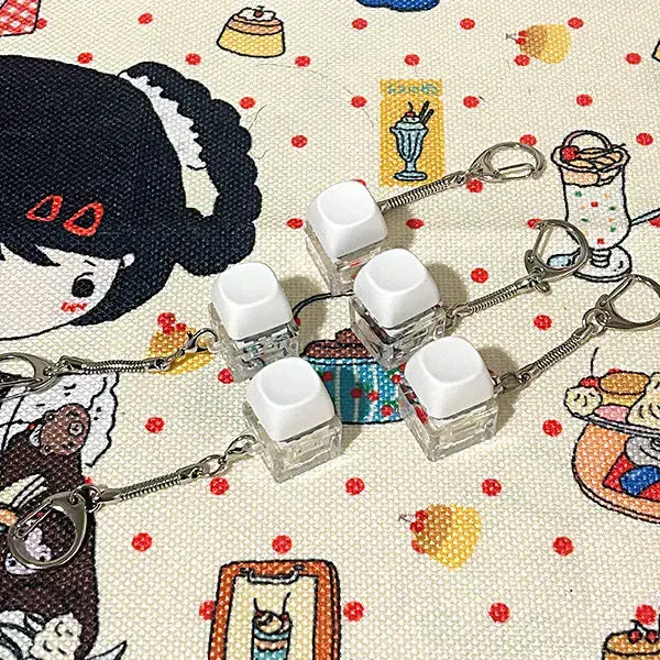 [BUNJANG] White Keycap Keyring / 1구 화이트 키캡 키링 (1매) 키보드키링 클릭커 키홀더