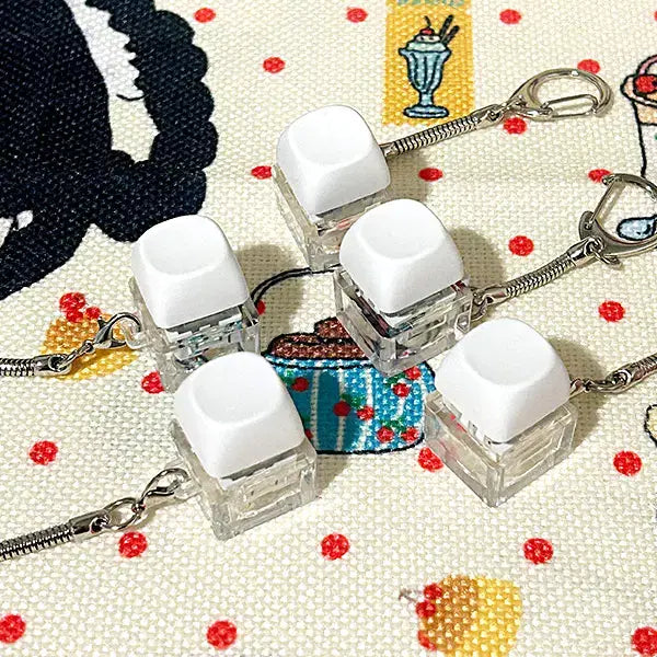 [BUNJANG] White Keycap Keyring / 1구 화이트 키캡 키링 (1매) 키보드키링 클릭커 키홀더