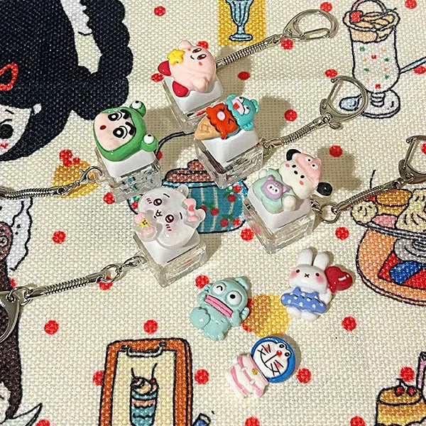 [BUNJANG] White Keycap Keyring / 1구 화이트 키캡 키링 (1매) 키보드키링 클릭커 키홀더