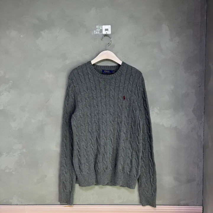 [BUNJANG] Polo Ralph Lauren Cable Knit Sweater / 폴로 랄프로렌 꽈배기 니트 그레이 버건디