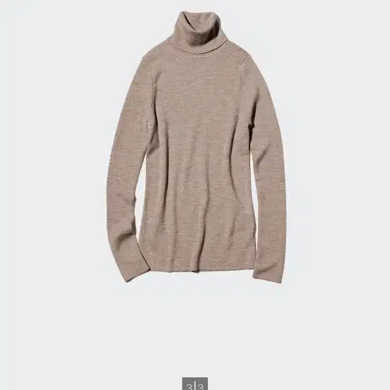 [BUNJANG] Uniqlo Merino Wool Ribbed Turtleneck Sweater Beige / 유니클로 메리노 울 100 립 터틀넥 스웨터 베이지