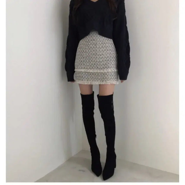 [BUNJANG] Crop Knit Top / 뒷리본 크롭 니트