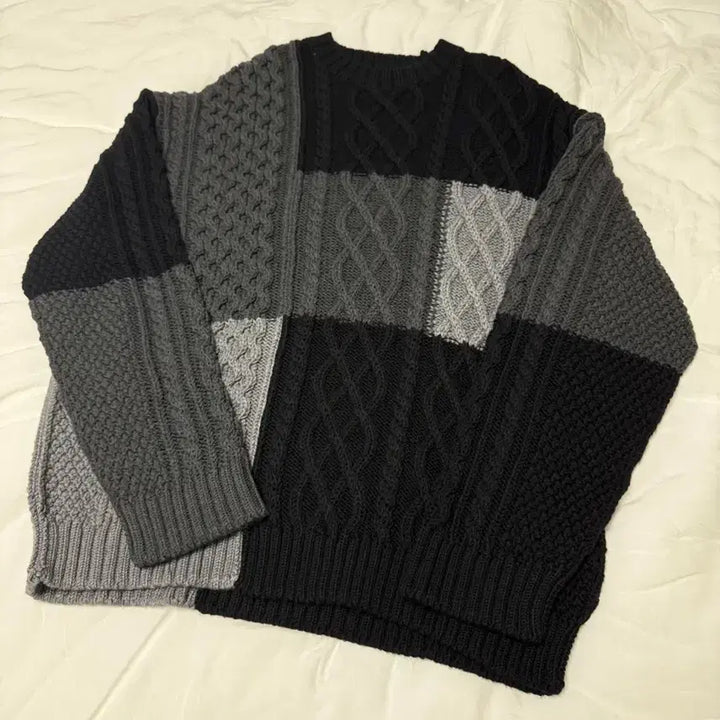 [BUNJANG] Juun.J Patchwork Cable Knit Pullover (M Size) / 준지 케이블 패치워크 니트 풀오버  M사이즈