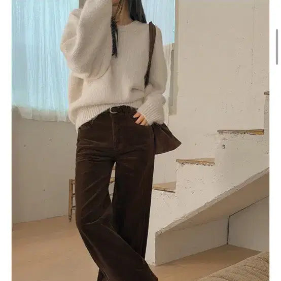 [BUNJANG] Corduroy Pants (Brown) - Women's Slacks / 코듀로이팬츠(브라운)m / 코듀로이바지 / 출근룩 / 여성바지