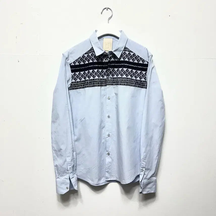 [BUNJANG] Wooyoungmi Jacquard Colorblock Shirt / 우영미 자카드 배색 셔츠