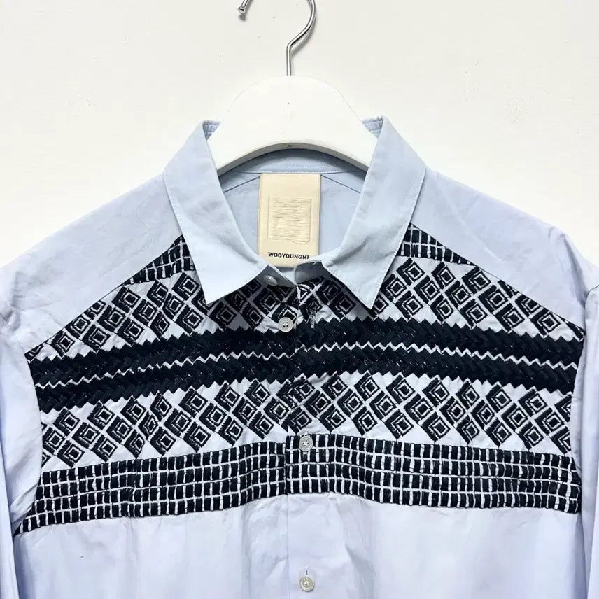 [BUNJANG] Wooyoungmi Jacquard Colorblock Shirt / 우영미 자카드 배색 셔츠
