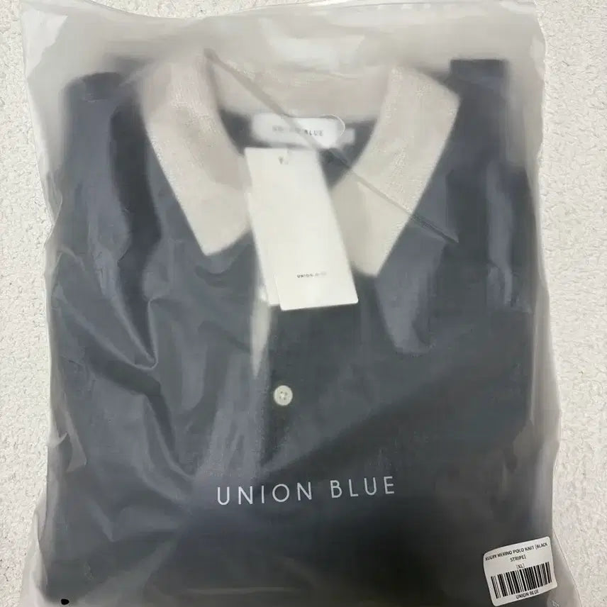 [BUNJANG] Union Blue Rugby Polo Knit (Black Stripe) / 유니온블루 럭비 폴로 니트 (블랙 스트라이프)