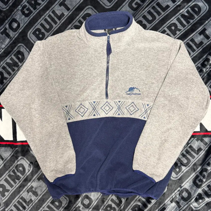 [BUNJANG] Helly Hansen 1/4 Zip Fleece Pullover Gray Navy / 헬리 한센 쿼터 짚 플리스 풀오버 그레이 네이비