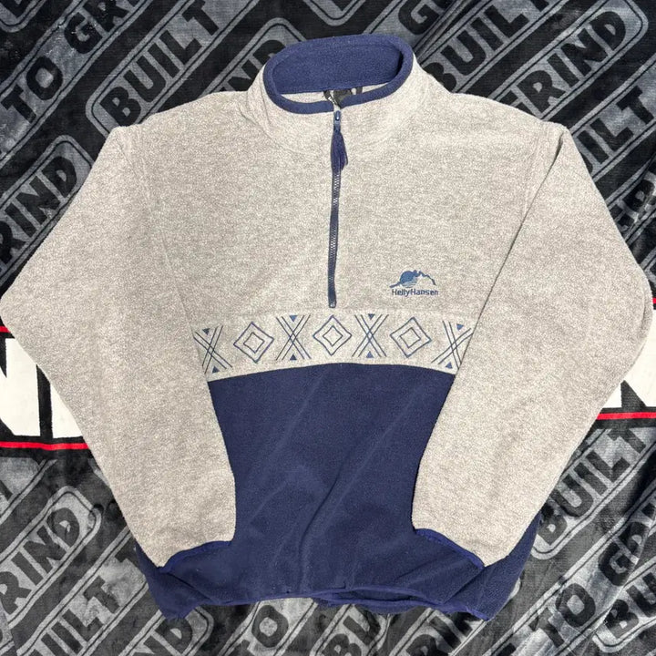 [BUNJANG] Helly Hansen 1/4 Zip Fleece Pullover Gray Navy / 헬리 한센 쿼터 짚 플리스 풀오버 그레이 네이비