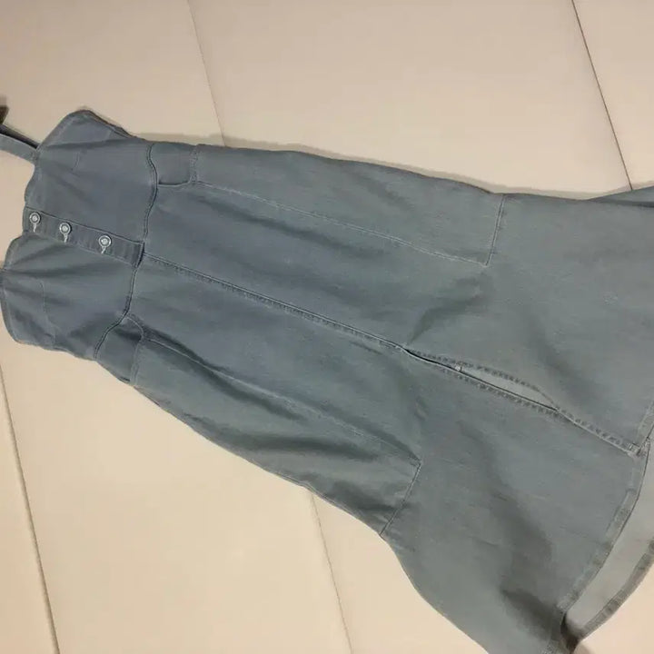 [BUNJANG] Deuel Denim Sleeveless Maxi Dress / 듀엘 데님 연청 민소매 나시 롱 원피스 슬리브리스 여행룩 뷔스티에 하객룩