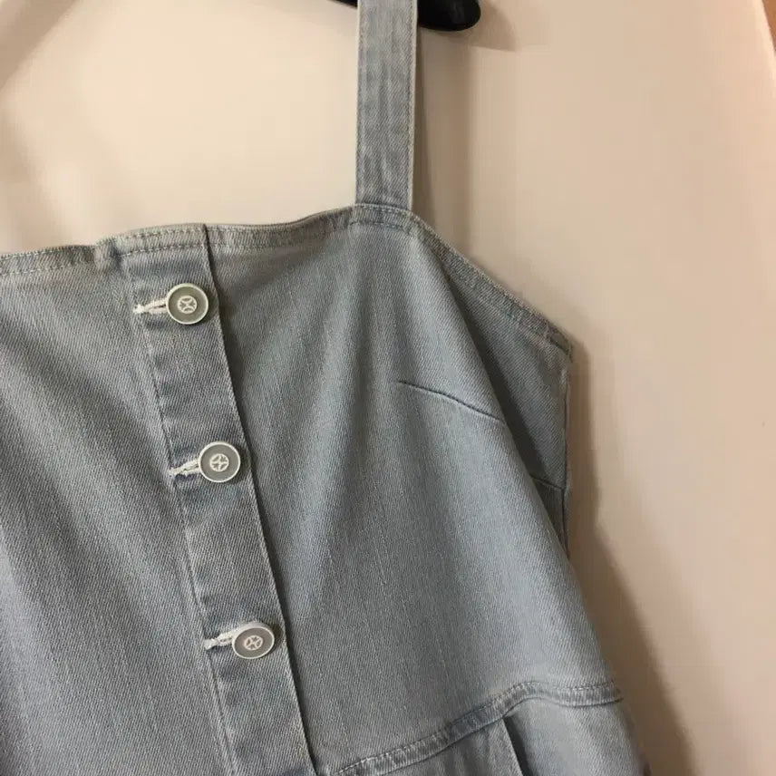 [BUNJANG] Deuel Denim Sleeveless Maxi Dress / 듀엘 데님 연청 민소매 나시 롱 원피스 슬리브리스 여행룩 뷔스티에 하객룩