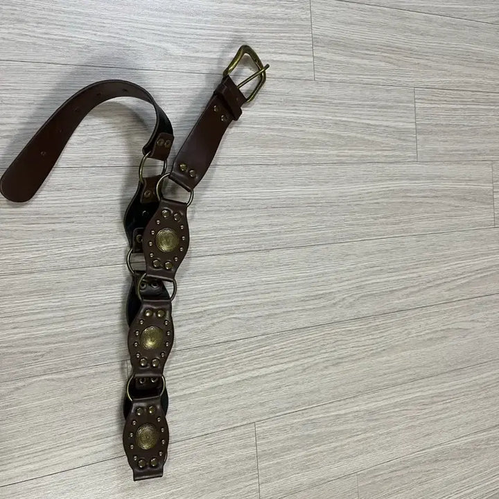 [BUNJANG] Brown Studded Belt / 브라운 스터드 벨트