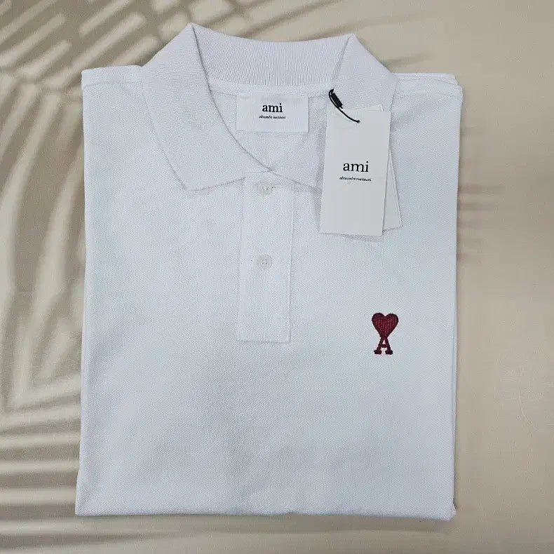 [BUNJANG] Ami Small Heart Unisex Collar T-shirt / 아미 스몰하트 남여 카라티 5컬러