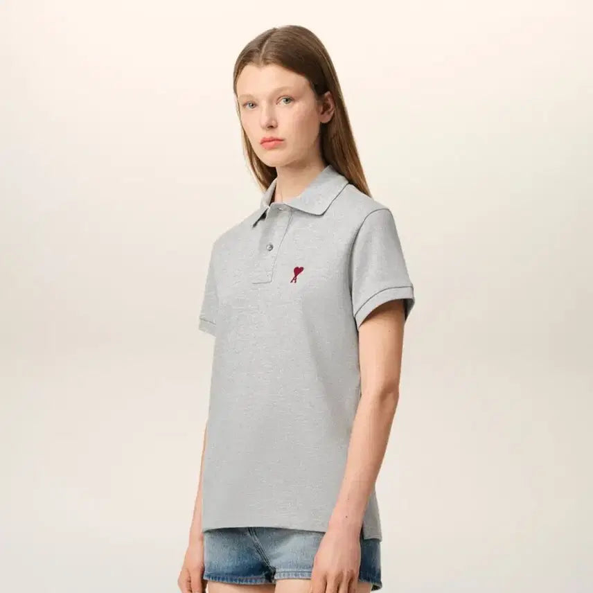[BUNJANG] Ami Small Heart Unisex Collar T-shirt / 아미 스몰하트 남여 카라티 5컬러