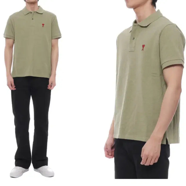 [BUNJANG] Ami Small Heart Unisex Collar T-shirt / 아미 스몰하트 남여 카라티 5컬러