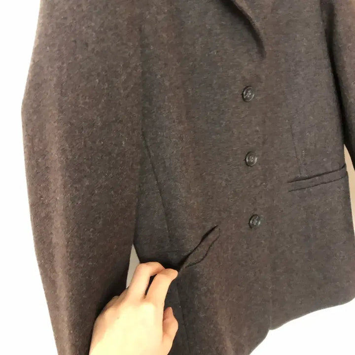 [BUNJANG] Riel 22 First Single Wool Jacket Brown Half Coat / 리엘 22년 퍼스트 싱글 울자켓 브라운 하프코트 결혼식 하객룩 출근룩리엘