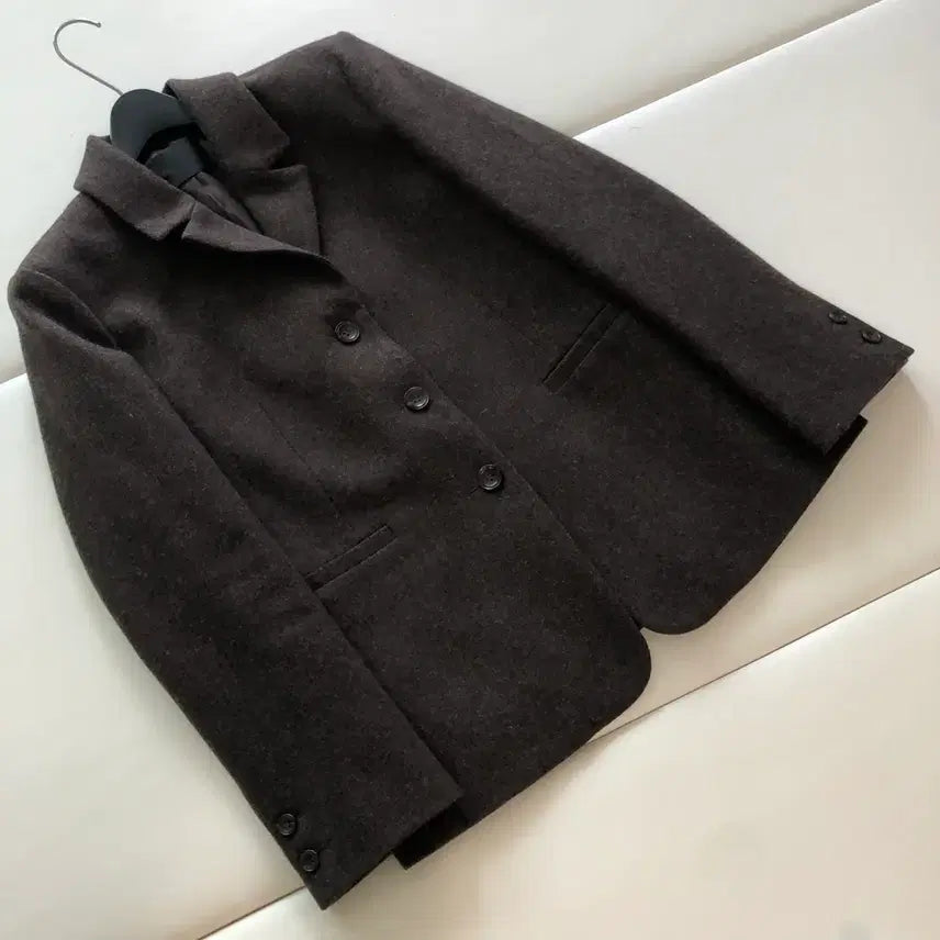 [BUNJANG] Riel 22 First Single Wool Jacket Brown Half Coat / 리엘 22년 퍼스트 싱글 울자켓 브라운 하프코트 결혼식 하객룩 출근룩리엘