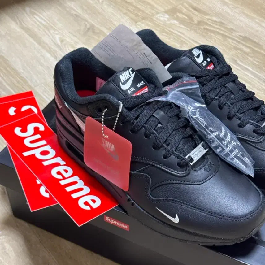 [BUNJANG] Nike Air Max 1 Supreme Black Sneakers / 나이키 에어맥스 1 슈프림 블랙 270 새상품