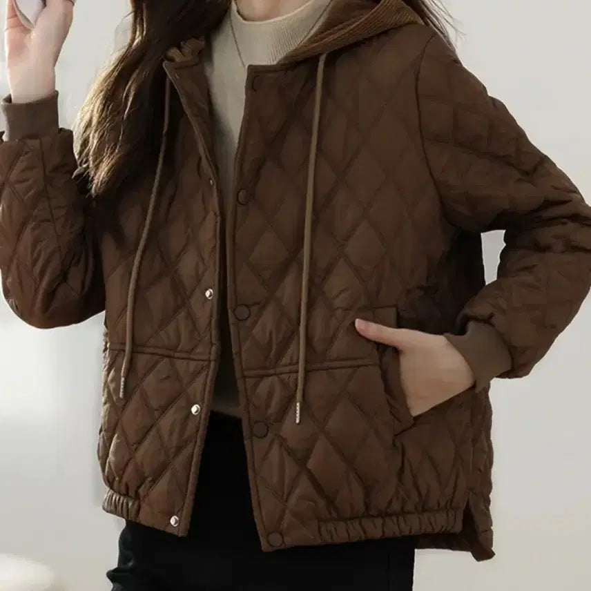 [BUNJANG] Brown Quilted Jacket (Size 55-66) / 브라운 퀼팅점퍼55~66