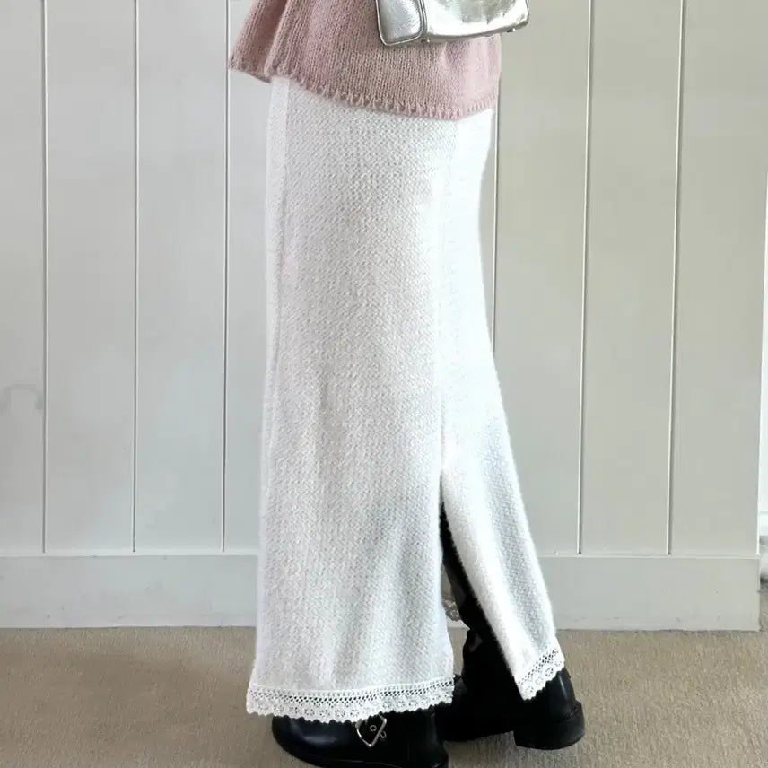 [BUNJANG] Lace Knit Long Skirt / 레이스 니트 롱스커트