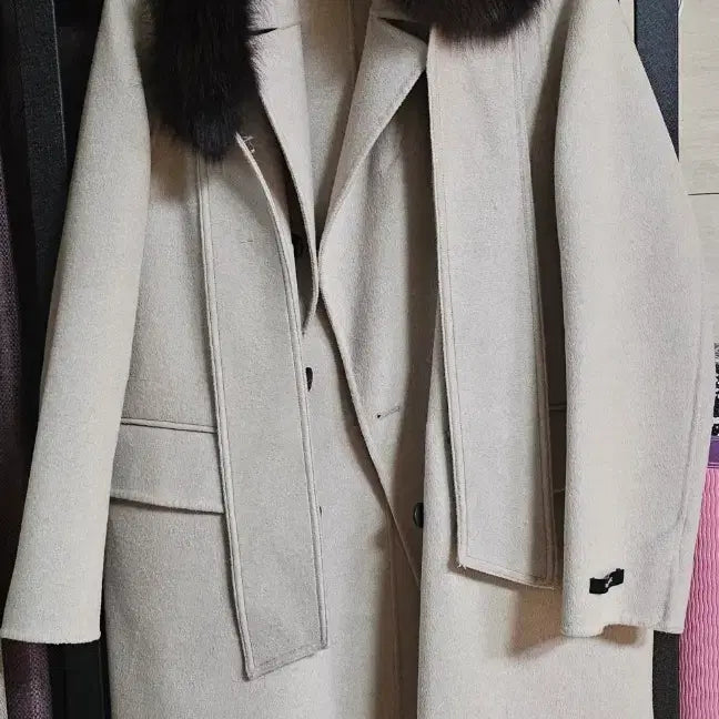 [BUNJANG] MUST BE Fox Fur Wool Coat / MUST BE 폭스퍼 모직 코트 88 사이즈