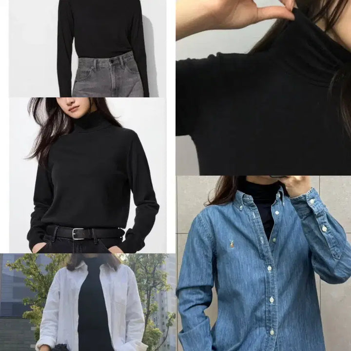 [BUNJANG] Uniqlo Compact Cotton Turtleneck Long Sleeve Bundle Set / 유니클로 컴팩트 코튼 터틀넥 긴팔 블랙/네이비 총 3장!!