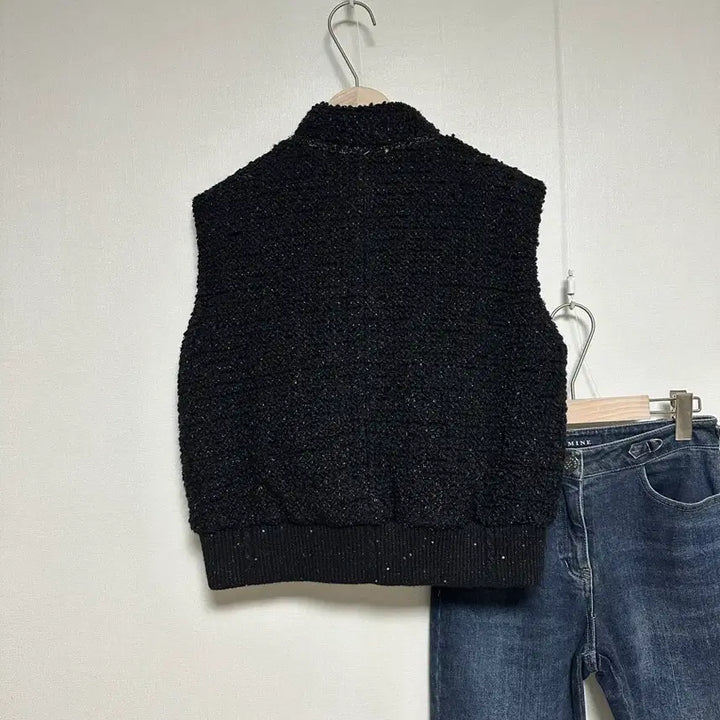 [BUNJANG] Missha Glittering Tweed Goose Down Crop Vest / 미샤22 글리터링 트위드 구스다운 크롭 베스트