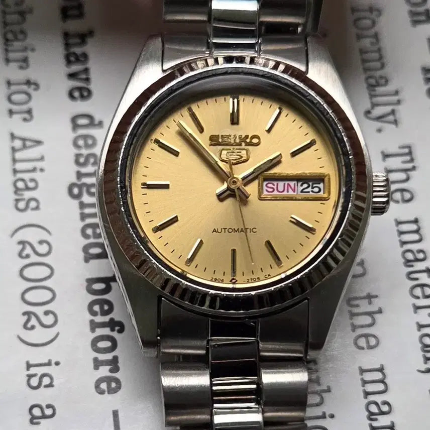 [BUNJANG] Seiko Day-Date Champagne Dial Fluted Bezel Automatic Women's Watch / 빈티지 세이코 데이데이트 샴골판 플루티드베젤 오토매틱 여성용
