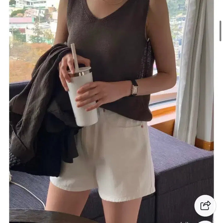 [BUNJANG] Brunch Indigo White Cotton Denim Shorts 3/4 Length / br 브런치 인디고 화이트 코튼 청반바지 3부 숏팬츠 m