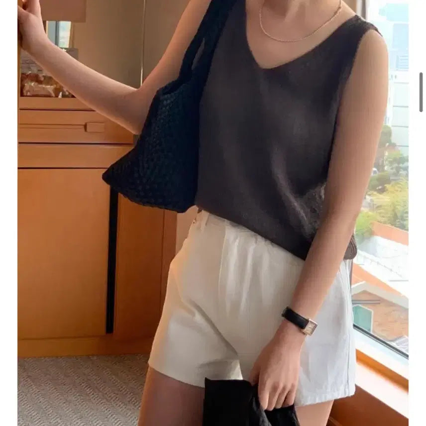 [BUNJANG] Brunch Indigo White Cotton Denim Shorts 3/4 Length / br 브런치 인디고 화이트 코튼 청반바지 3부 숏팬츠 m