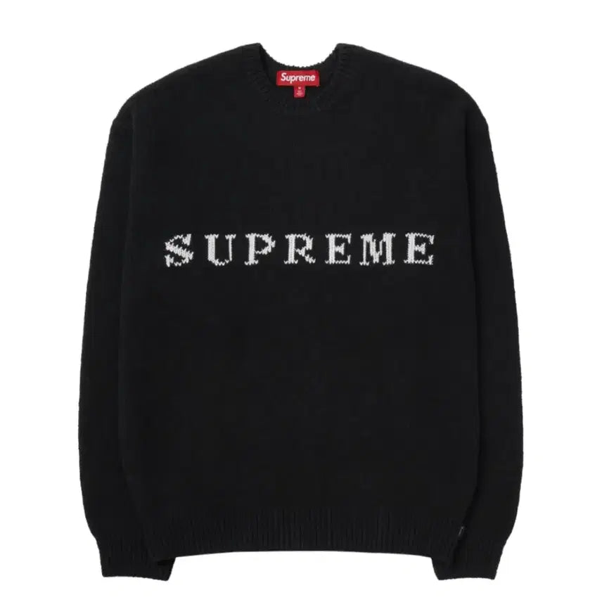 [BUNJANG] Supreme Contrast Logo Sweater Black XL / 슈프림 콘트라스트 로고 스웨터 블랙 25FW 새상품
