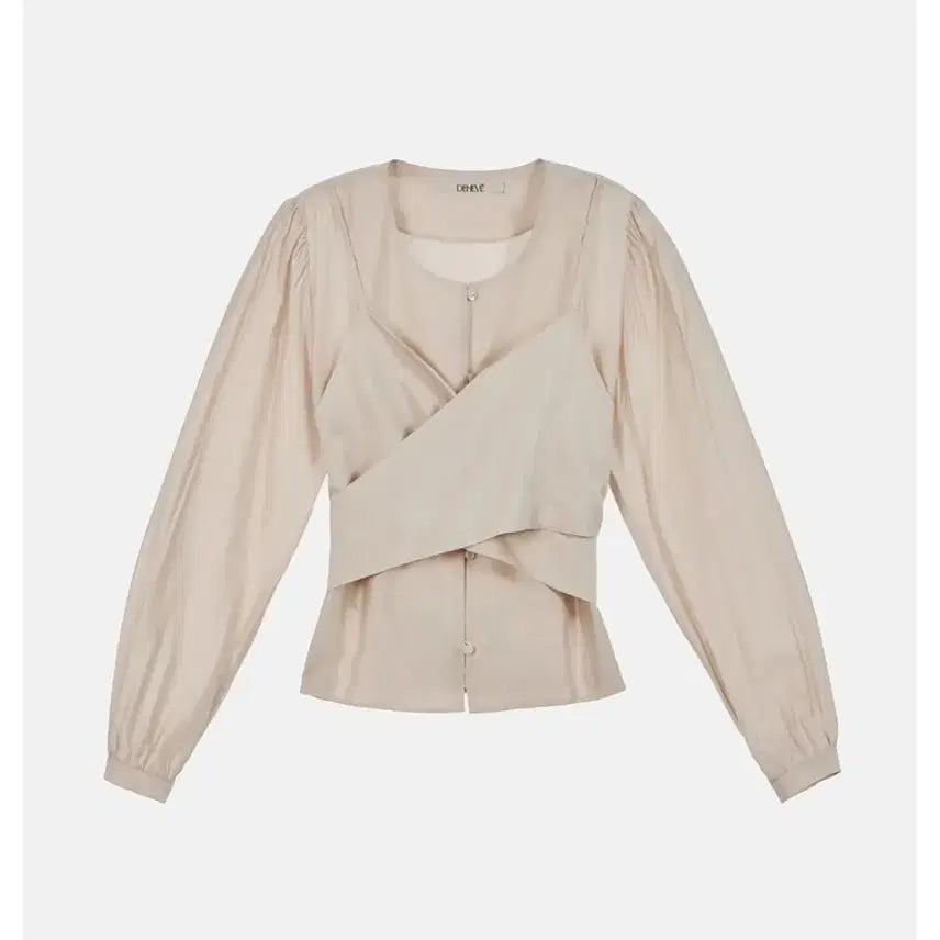 [BUNJANG] Dehehe Layered Wrap Blouse Beige / 드헤베 레이어드 랩 블라우스 베이지