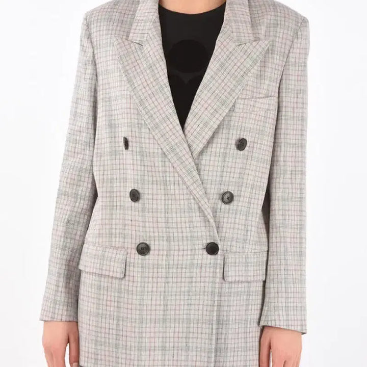 [BUNJANG] Isabel Marant Linen Check Double Jacket / 이자벨마랑21 린넨 체크 더블 자켓
