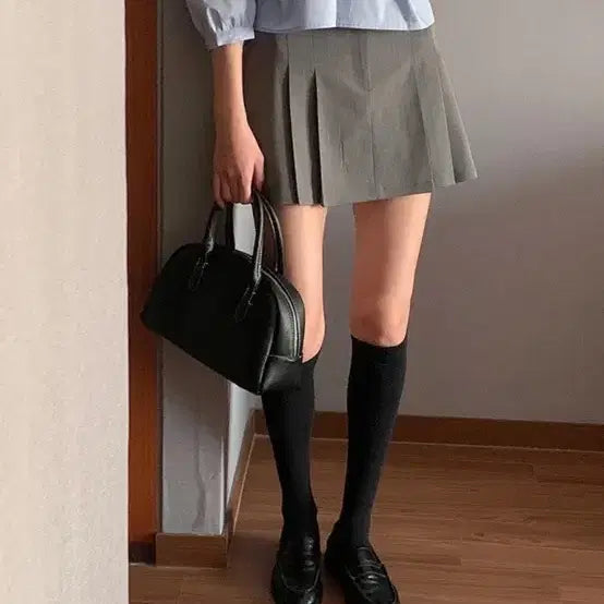 [BUNJANG] Gray Pleated Mini Skirt - Size M / 회색 그레이 플리츠 미니스커트 M
