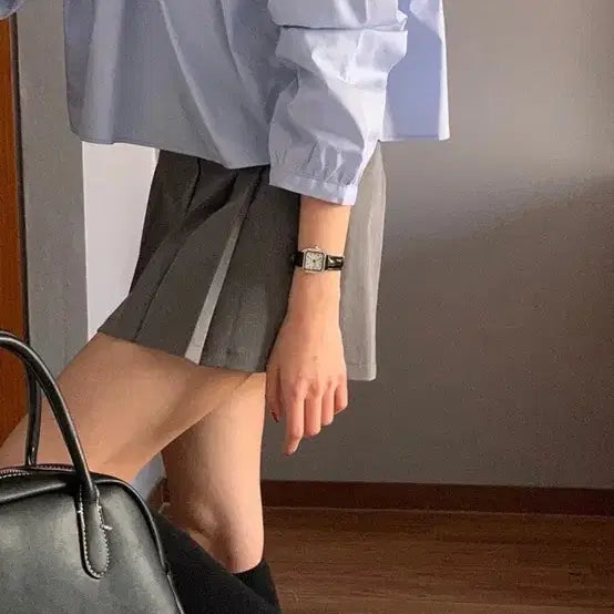 [BUNJANG] Gray Pleated Mini Skirt - Size M / 회색 그레이 플리츠 미니스커트 M