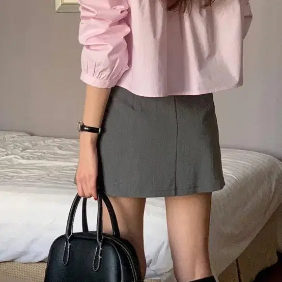 [BUNJANG] Gray Pleated Mini Skirt - Size M / 회색 그레이 플리츠 미니스커트 M