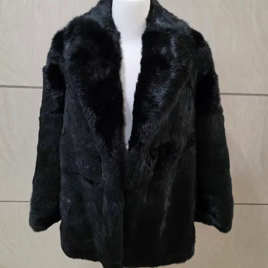[BUNJANG] Oversized Black Faux Fur Mouton Jacket (Size 55-88) / 오버핏 블랙 퍼 무스탕자켓 아우터 (55~88)