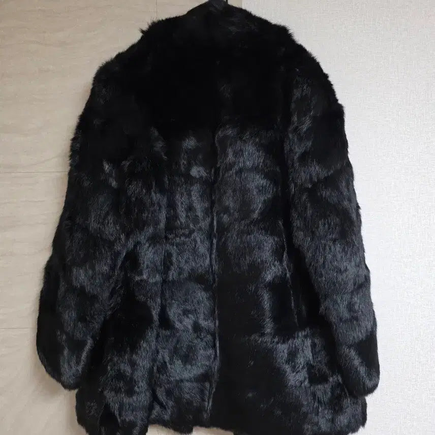 [BUNJANG] Oversized Black Faux Fur Mouton Jacket (Size 55-88) / 오버핏 블랙 퍼 무스탕자켓 아우터 (55~88)