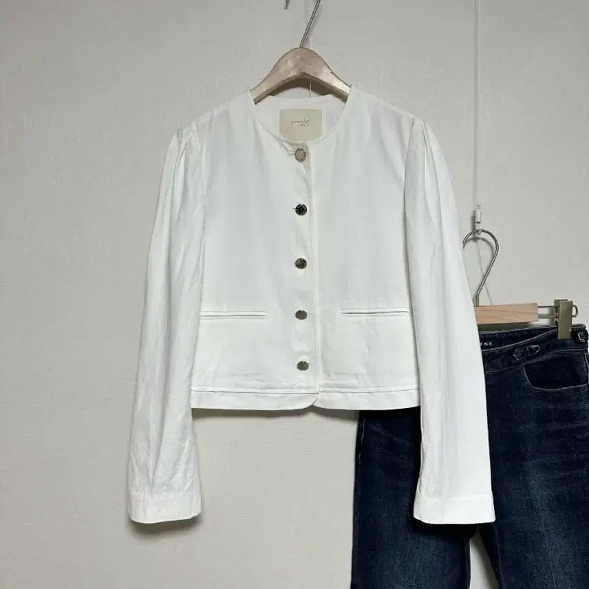 [BUNJANG] Maje 21 Cropped Linen Cotton Jacket / 마쥬21 크롭 린넨 코튼 자켓