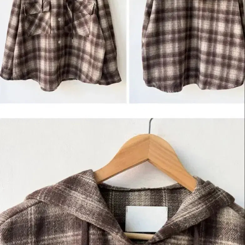 [BUNJANG] Wool Checkered Hooded Shirt / 고퀄 울소재 체크 후드셔츠남방. 빅사이즈가능(44~99)새상품