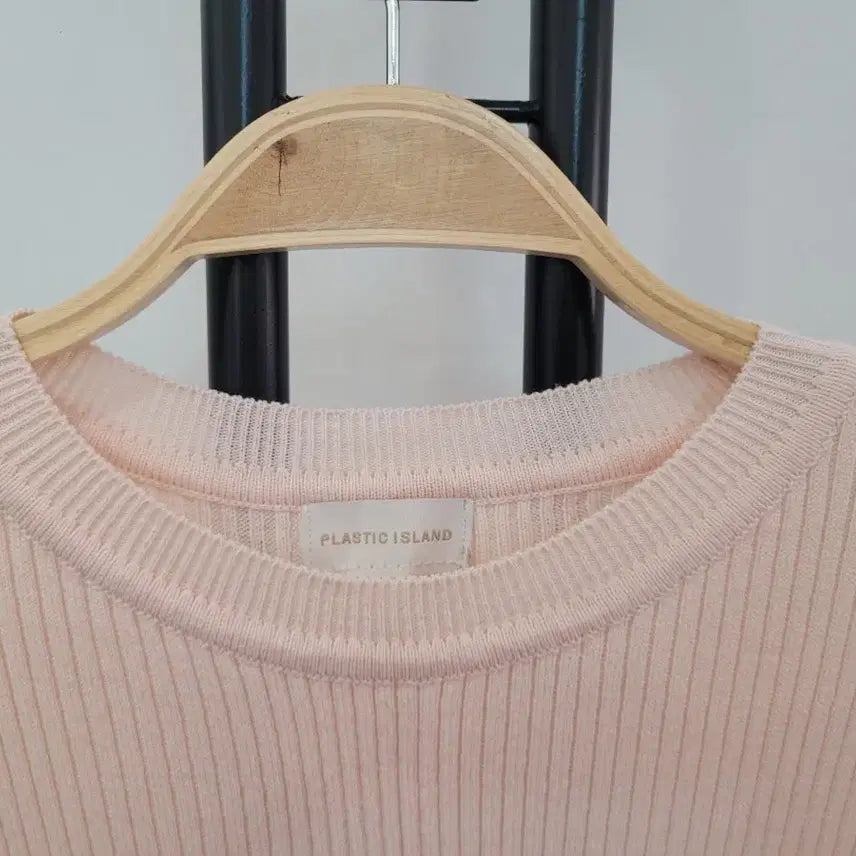 [BUNJANG] Plastic Island Pink Knit Top / 플라스틱아일랜드 연핑크 골지 니트 S사이즈