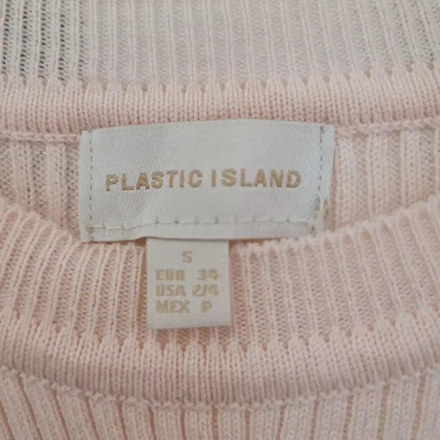[BUNJANG] Plastic Island Pink Knit Top / 플라스틱아일랜드 연핑크 골지 니트 S사이즈