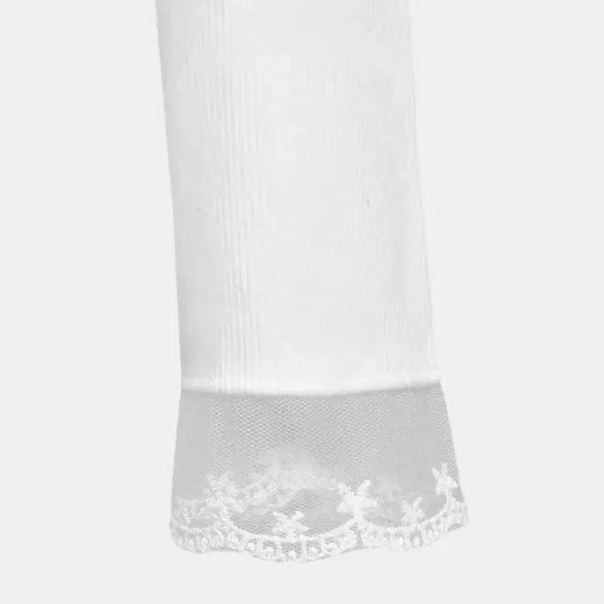 [BUNJANG] White Ribbon Lace Balletcore Long Sleeve Top / 양산형 발레코어 화이트 리본 레이스 러블리 긴팔티