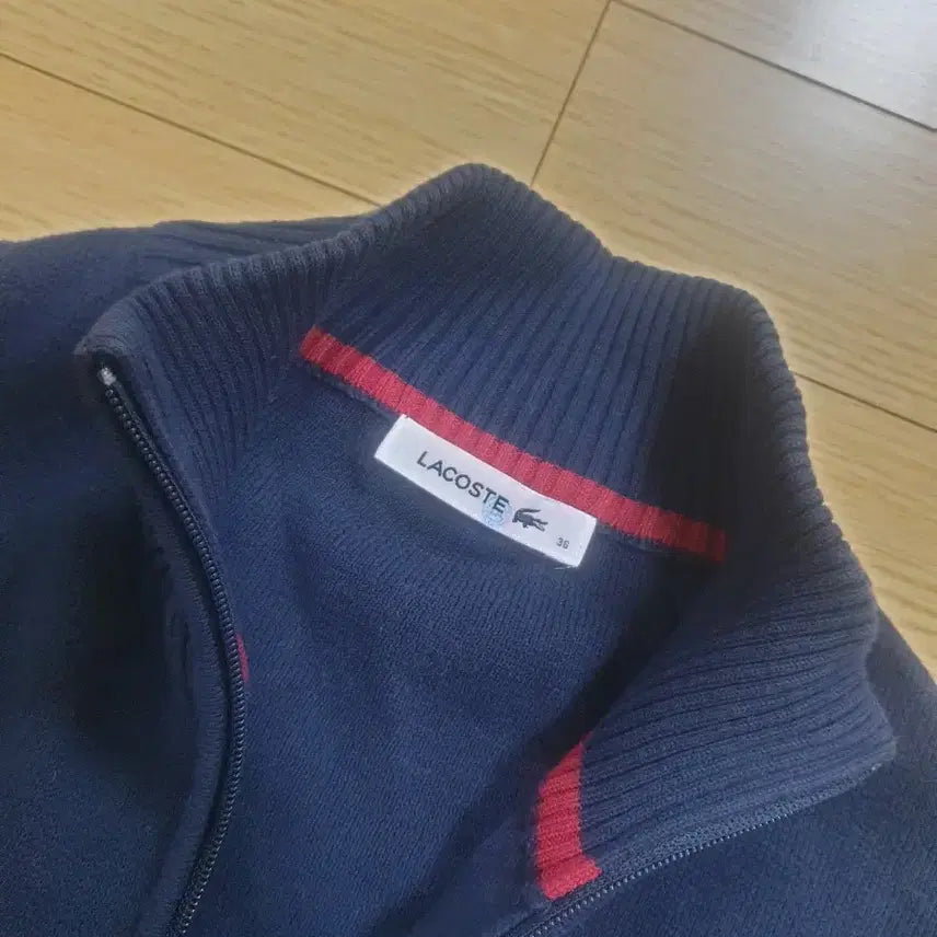 [BUNJANG] Lacoste Navy Knit Zip-Up Cardigan / 라코스테 네이비 니트 집업 가디건