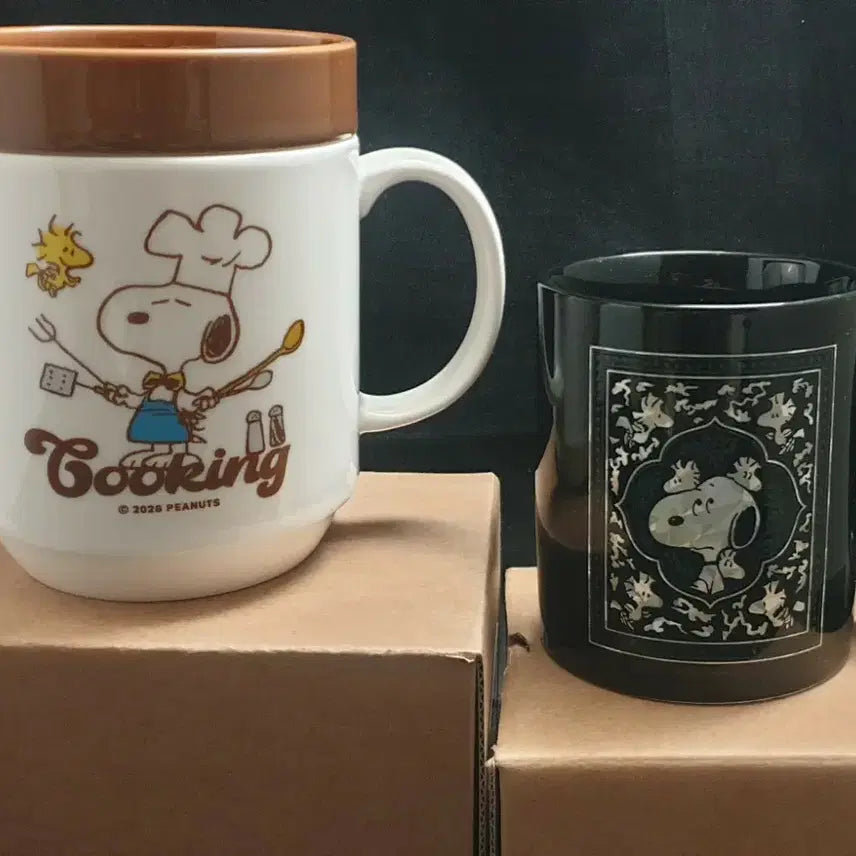 [BUNJANG] Peanuts Snoopy Ramen Mug / 피너츠,스누피,라면머그,나전칠기스타일,머그,새제품