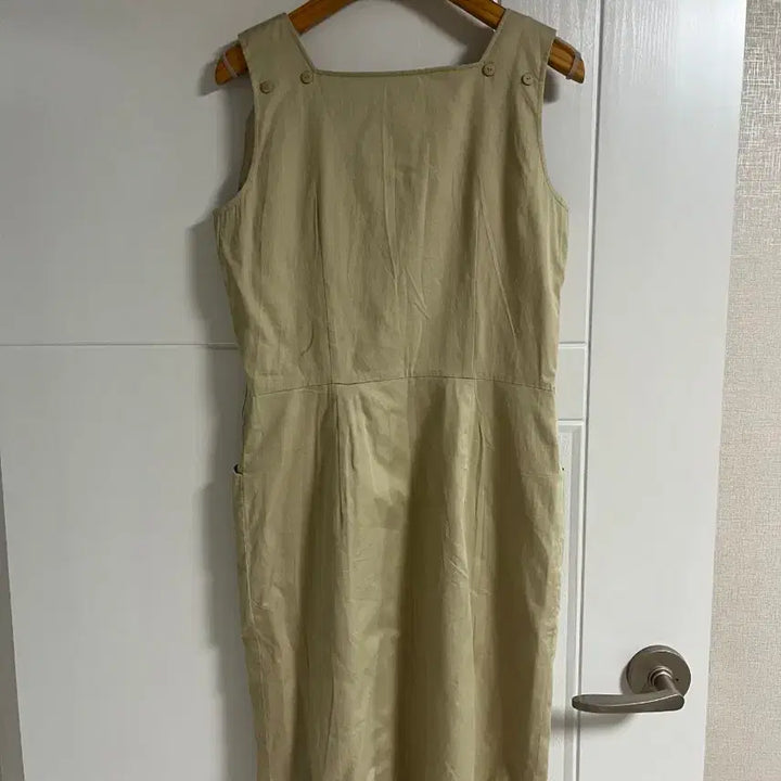 [BUNJANG] Vintage Beige Suspender Skirt Dress / (일본 수입 빈티지)베이지 멜빵 스커트 치마 원피스